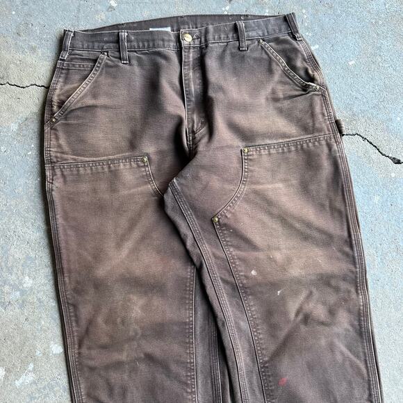 Vintage carhartt faded brown double knee work wear carpenter pants - Picture 2 of 8